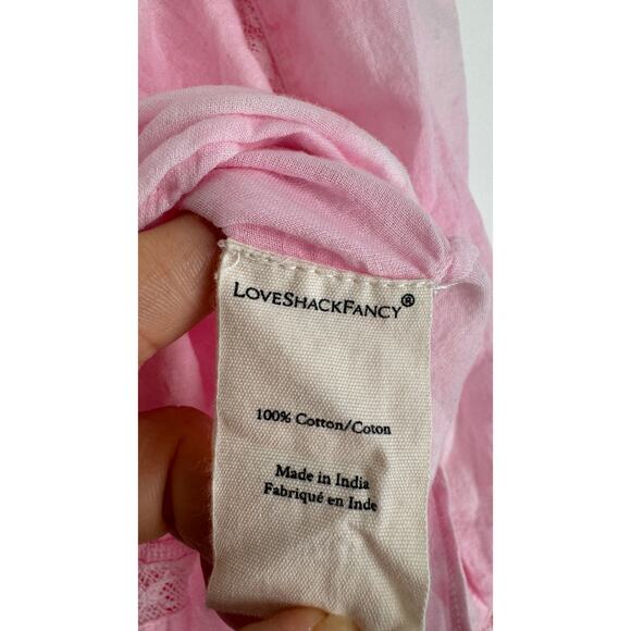 LoveShackFancy Ronda Top Island Pink Hand Dye Womens XS Button Front Cotton - Picture 11 of 16
